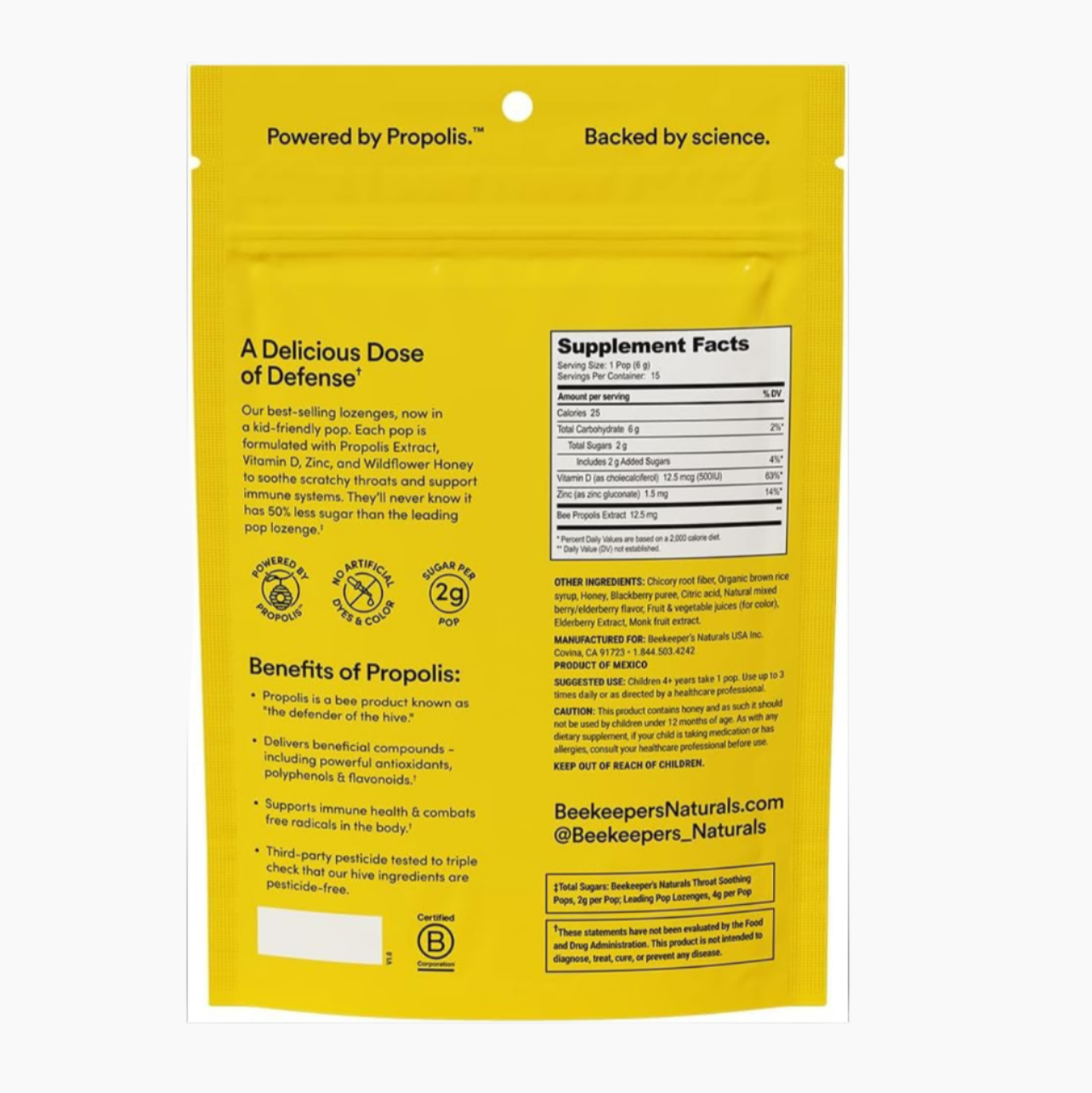 Kid's Propolis Throat Soothing Pops, Green Apple, Strawberry + Mixed Berry with Elderberry, Beekeeper's Naturals