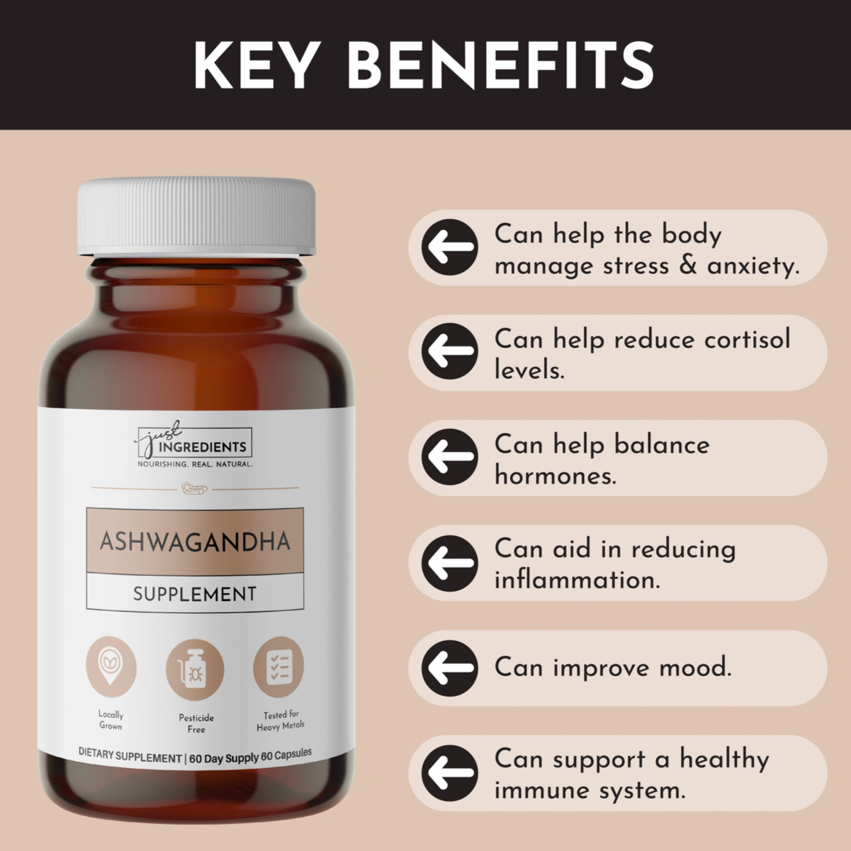 Organic Ashwagandha, Just Ingredients