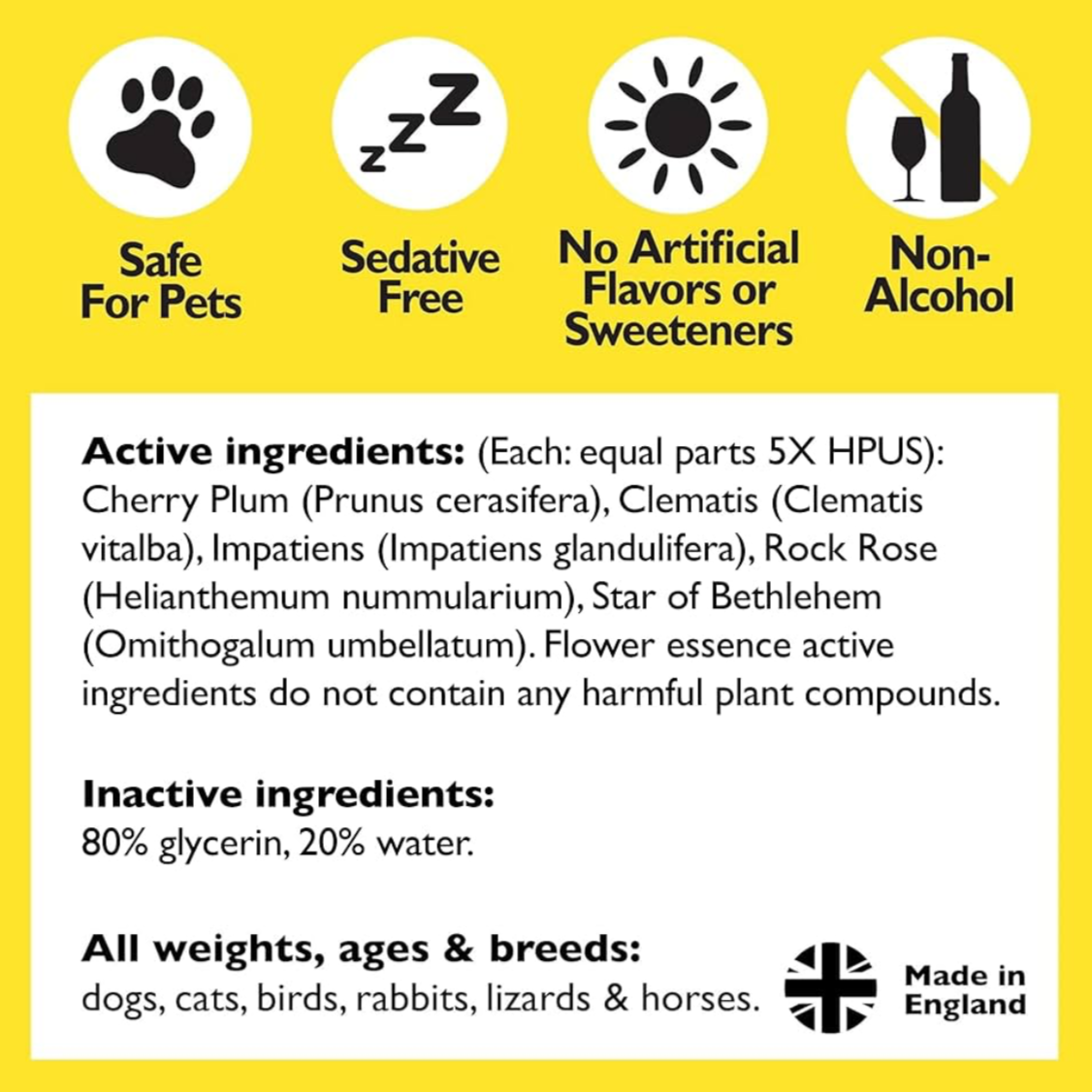Rescue Remedy Pet Dropper, Natural Stress Relief for Pets, 20mL, Bach