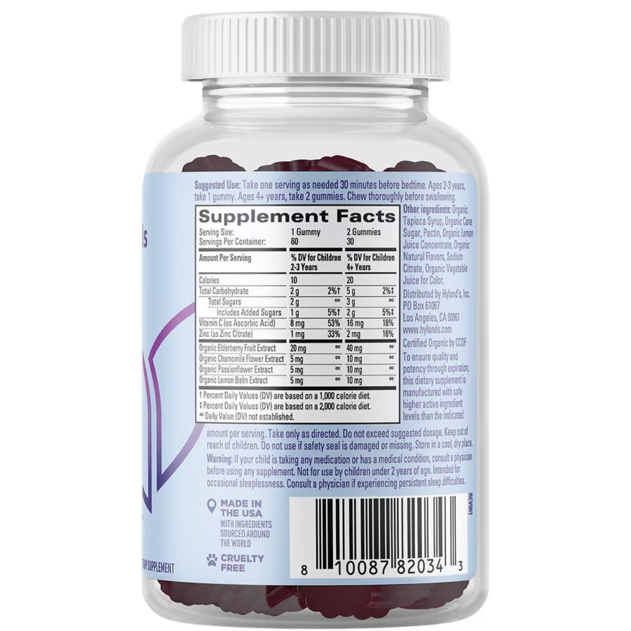 Hyland's Kids Organic Sleep, Calm & Immunity Gummies, Melatonin-Free, 60 Vegan Gummies
