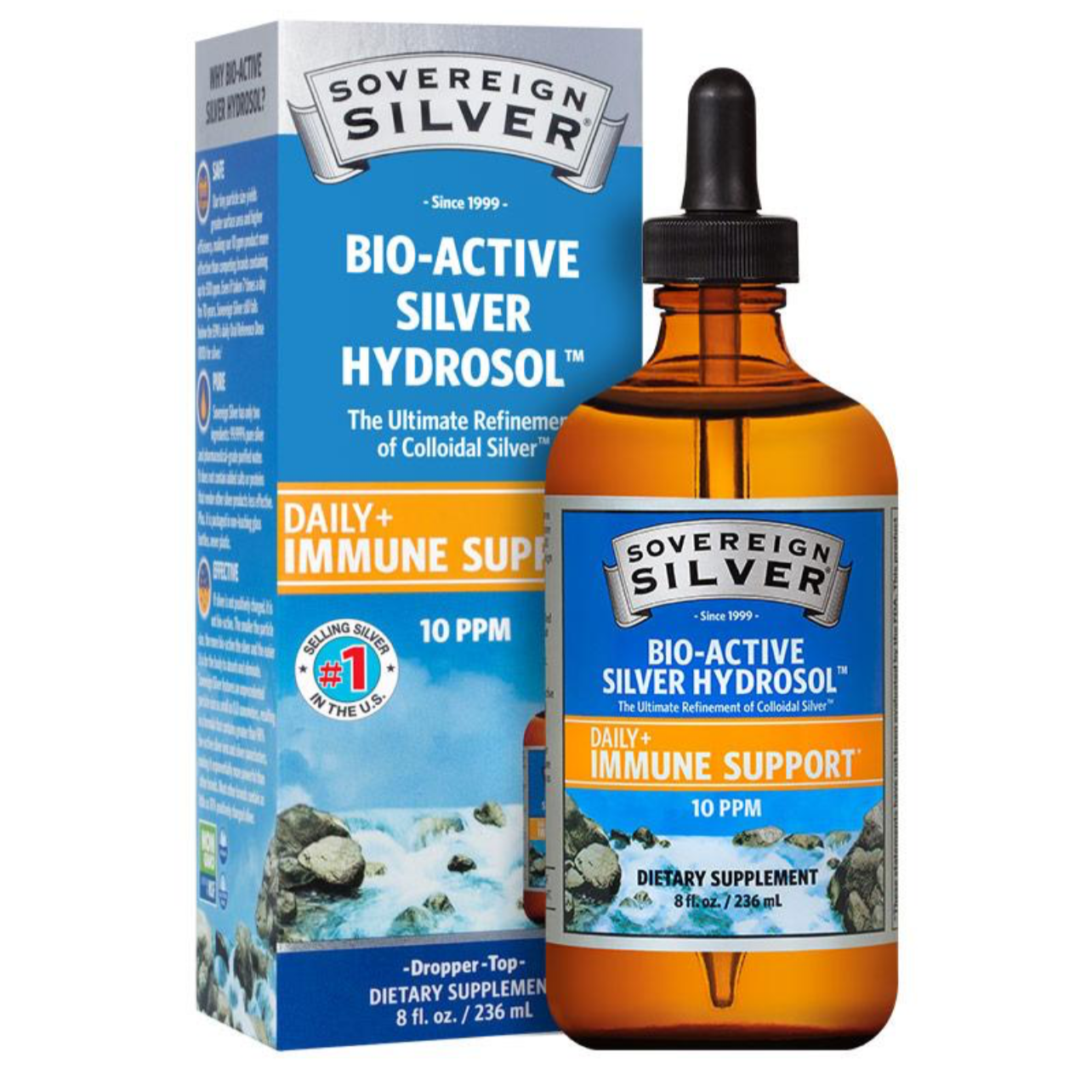 Bio-Active Silver Hydrosol, Daily Immune Support Dropper-Top, 10PPM, 8oz