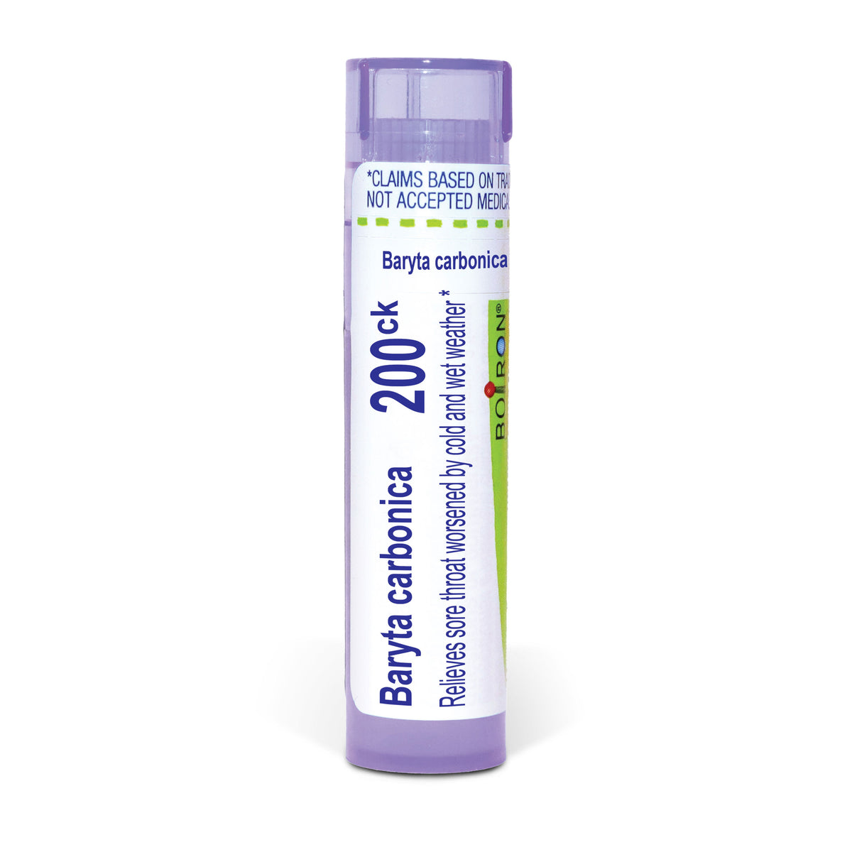 Baryta Carbonica, Homeopathic Medicine for Sore Throat Triggered and Worsened by Wet Weather, Boiron, 80 Pills (Pill Size #40)