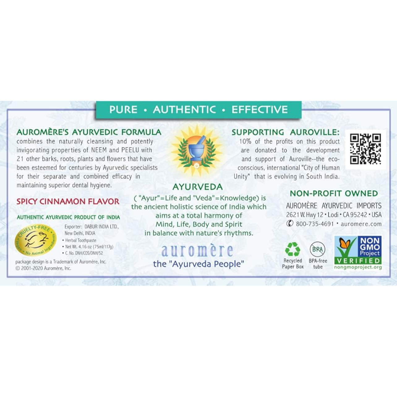 Cinnamon Herbal Toothpaste, 3.57 oz, Auromere Ayurvedic Imports
