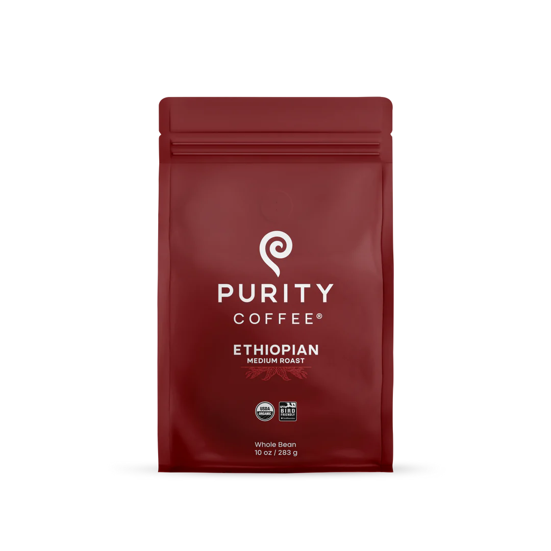 Ethiopian: Medium Roasted Organic Whole Bean Coffee, 12oz, Purity