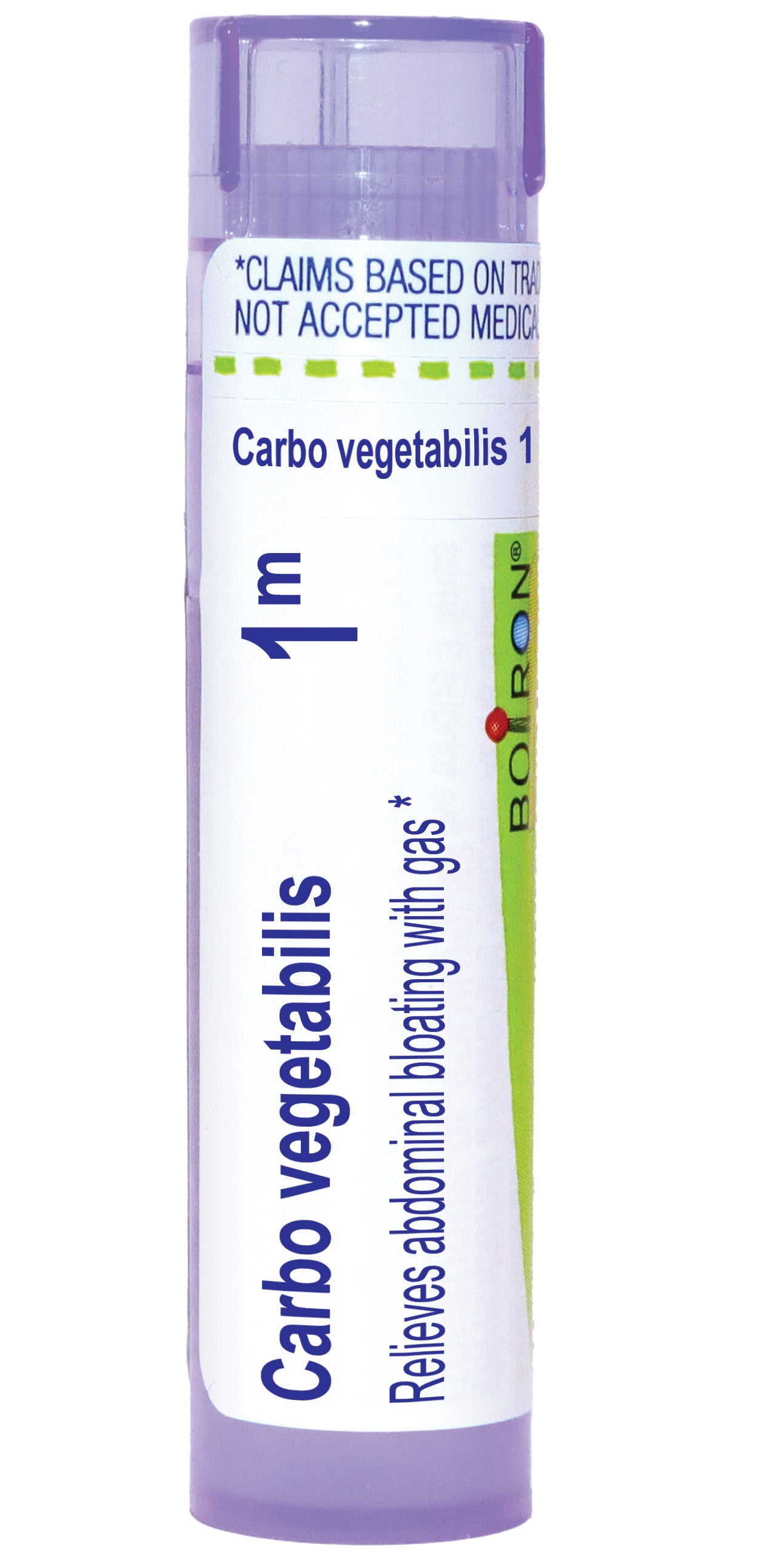 Carbo Vegetabilis, Homeopathic Medicine for Abdominal Bloating with Gas, Boiron, 80 Pills (Pill Size #40)