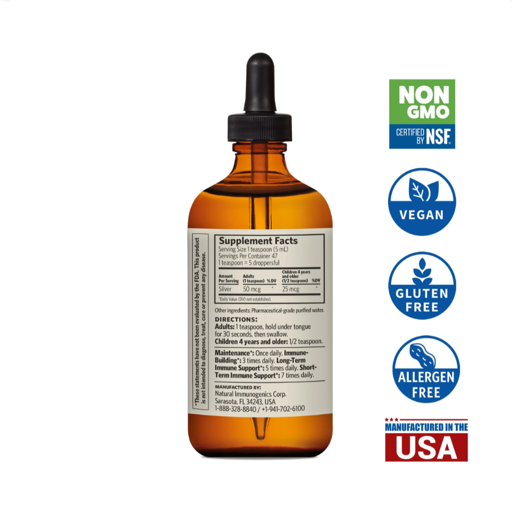 Bio-Active Silver Hydrosol, Daily Immune Support Dropper-Top, 10PPM, 8oz