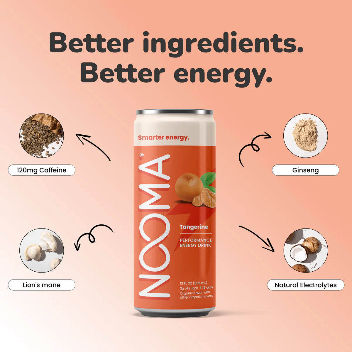 Performance Energy Drinks - Tangerine, 12oz, NOOMA