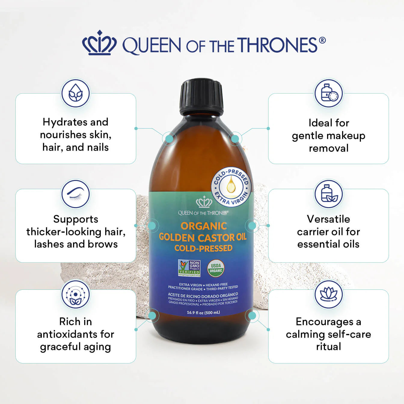 Organic Castor Oil Roll-On 1.7oz (50mL), Queen of Thrones