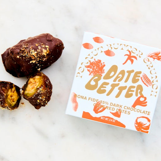 Peanut Butter Crunch, Chocolate Covered Dates, Date Better Snacks