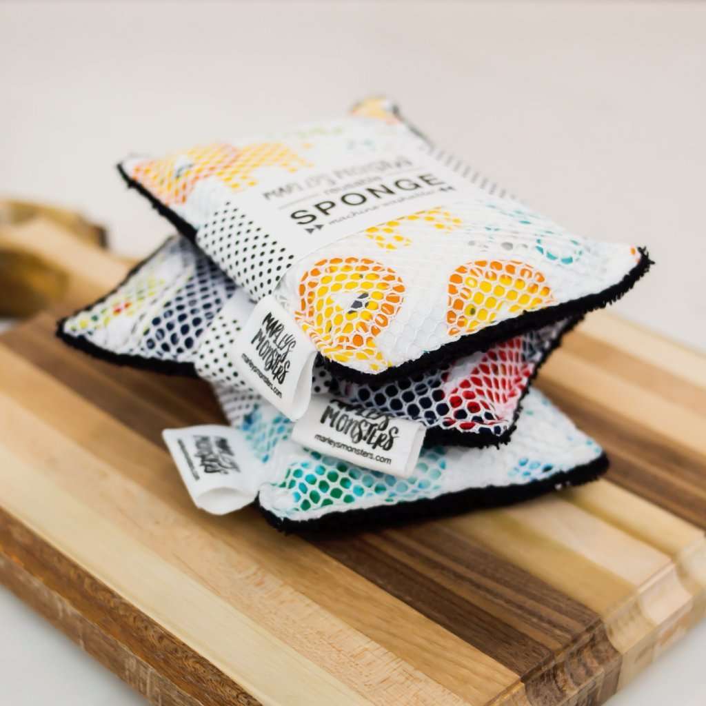 Washable Sponge - White & Surprise Print, Marley's Monsters