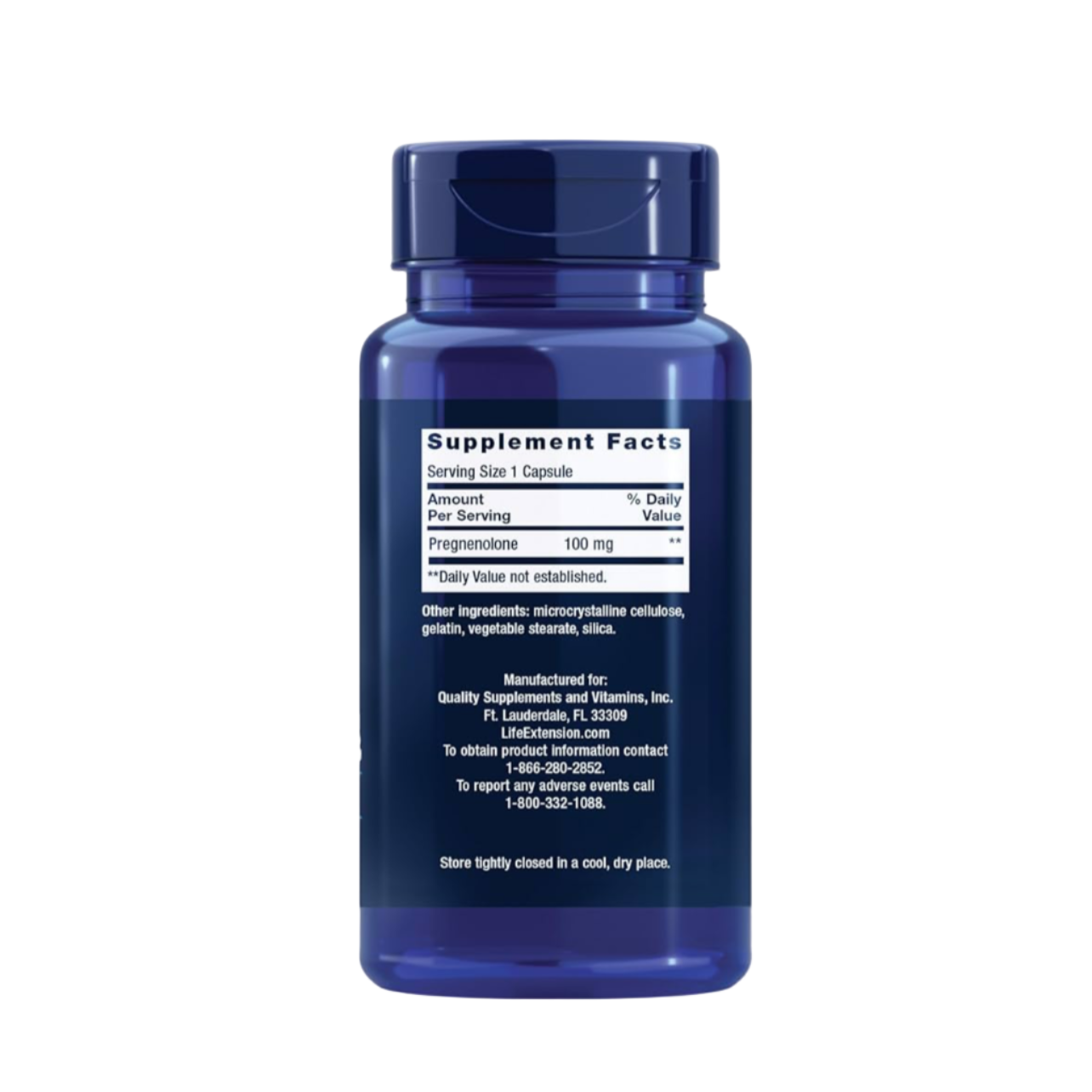 Pregnenolone - Promotes memory health & brain plasticity, 100 Capsules, Life Extension