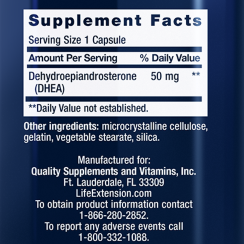 Dhea, 50mg - Promotes Optimal Hormone Levels, 60 Capsules, Life Extension