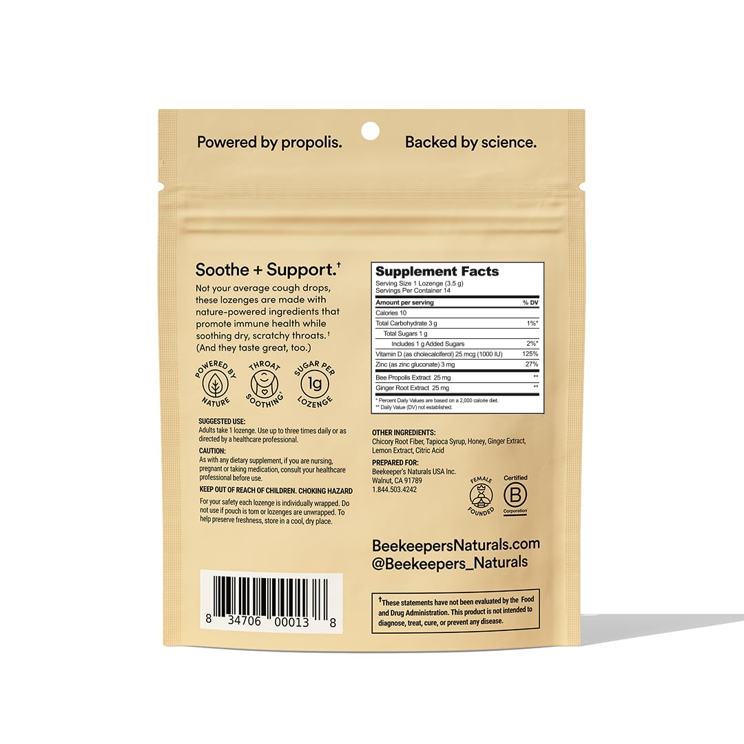 B. Soothed Throat Lozenges, Immune Support, Beekeeper's Naturals