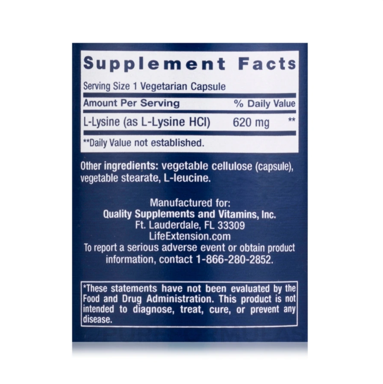 L-Lysine, 620mg, 100 Capsules, Life Extension