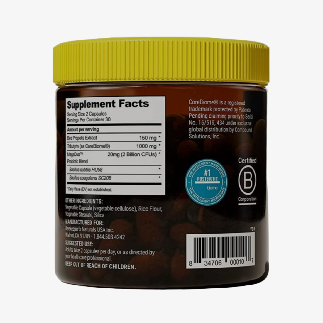 3-In-1 Complete Gut Health, Pre + Pro + Postbiotic, Beekeeper's Naturals