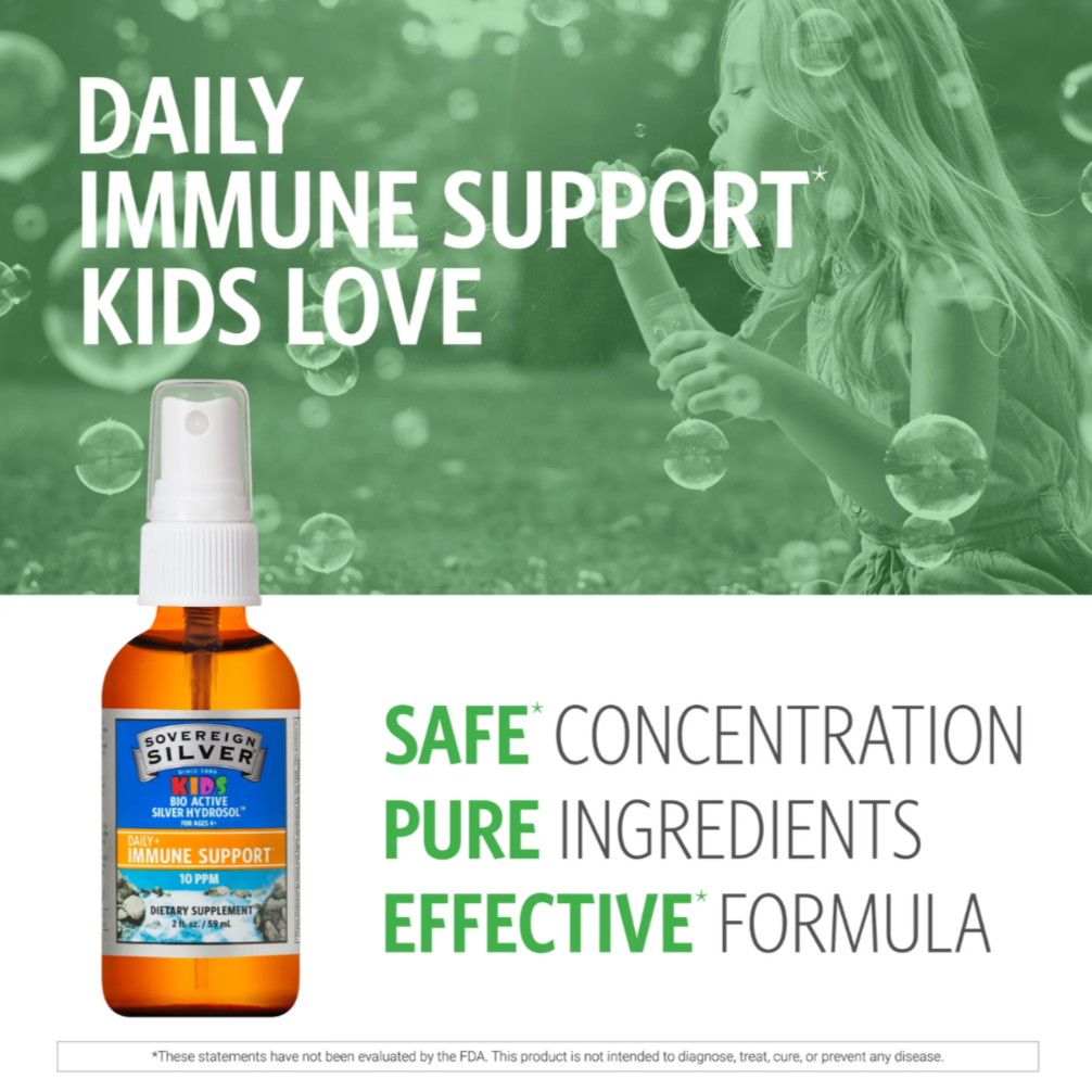 Kids Bio-Active Silver Hydrosol, Daily Immune Support Fine Mist Spray, 10PPM, 2oz