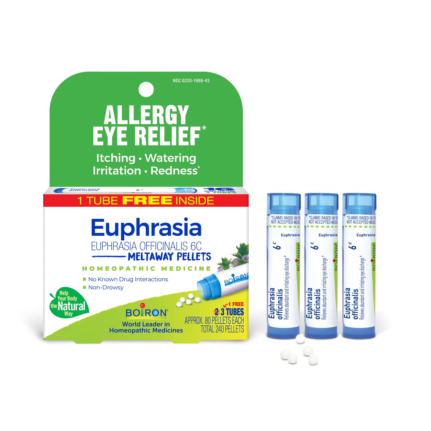 Euphrasia Officinalis 6C, Homeopathic Medicine for Abundant, Clear & Irritating Eye Discharge, Meltaway Tablets, 1 Free Tube Inside, Boiron