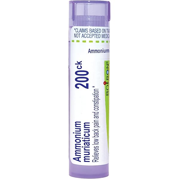 Ammonium Muriaticum 200CK, Homeopathic Medicine for Low Back Pain and Constipation, Boiron, 80 Pills (Pill Size #40)