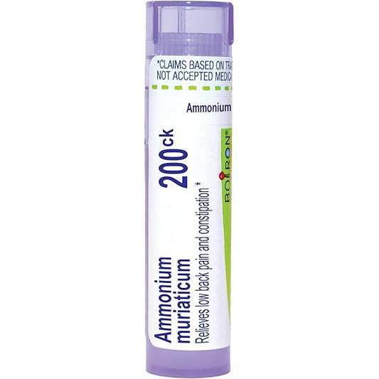 Ammonium Muriaticum 200CK, Homeopathic Medicine for Low Back Pain and Constipation, Boiron, 80 Pills (Pill Size #40)