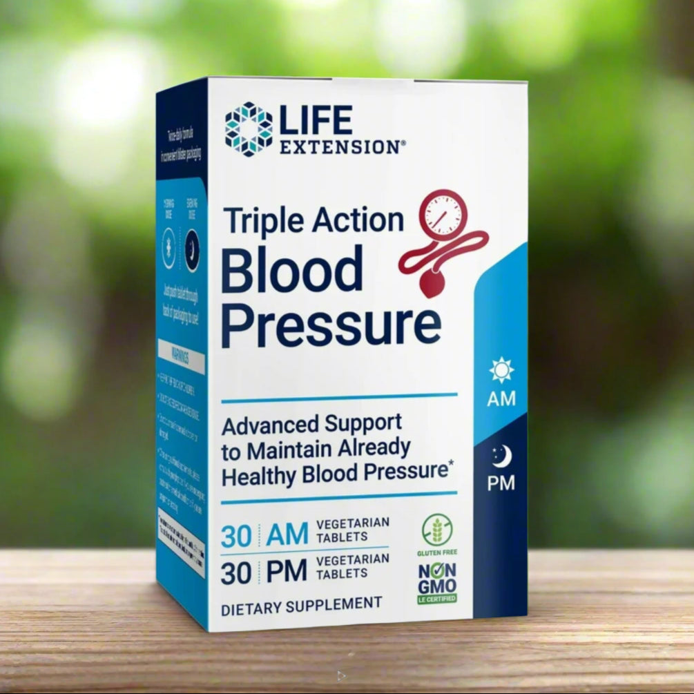 Triple Action Blood Pressure, 30AM & 30PM Vegetarian Tablets, Life Extension