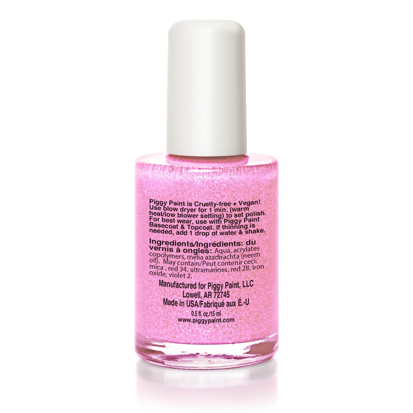 Tickled Pink - Glitter Light Pink Nail Polish, 0.5oz, Piggy Paint