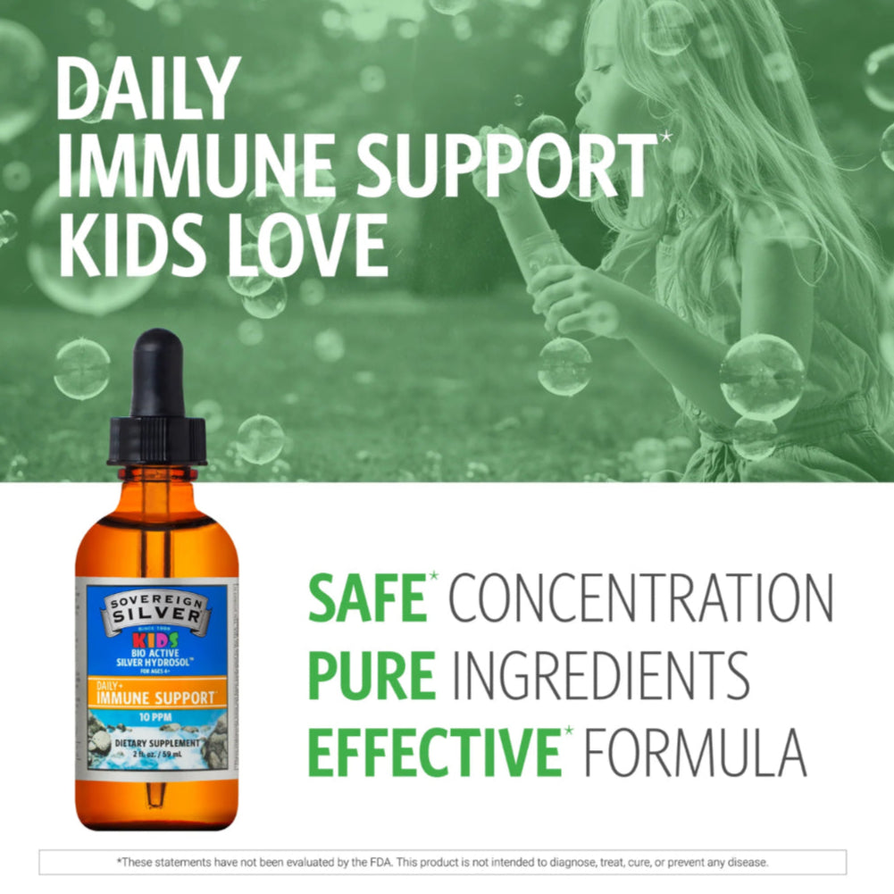 Kids Bio-Active Silver Hydrosol, Daily Immune Support Dropper-Top, 10PPM, 2oz