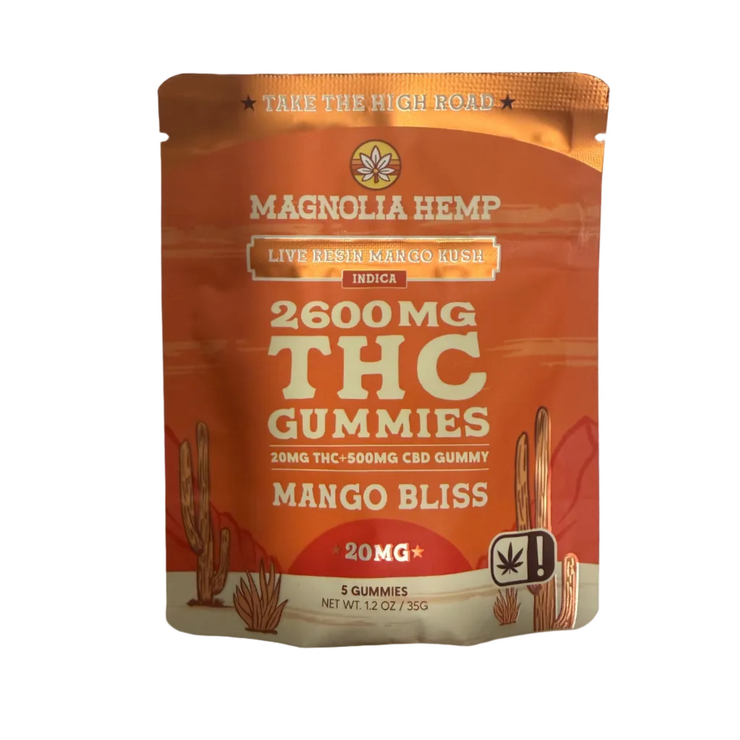 Hemp-Derived THC + CBD Gummies, 20mg THC + 500mg CBD, 5ct, Magnolia Hemp