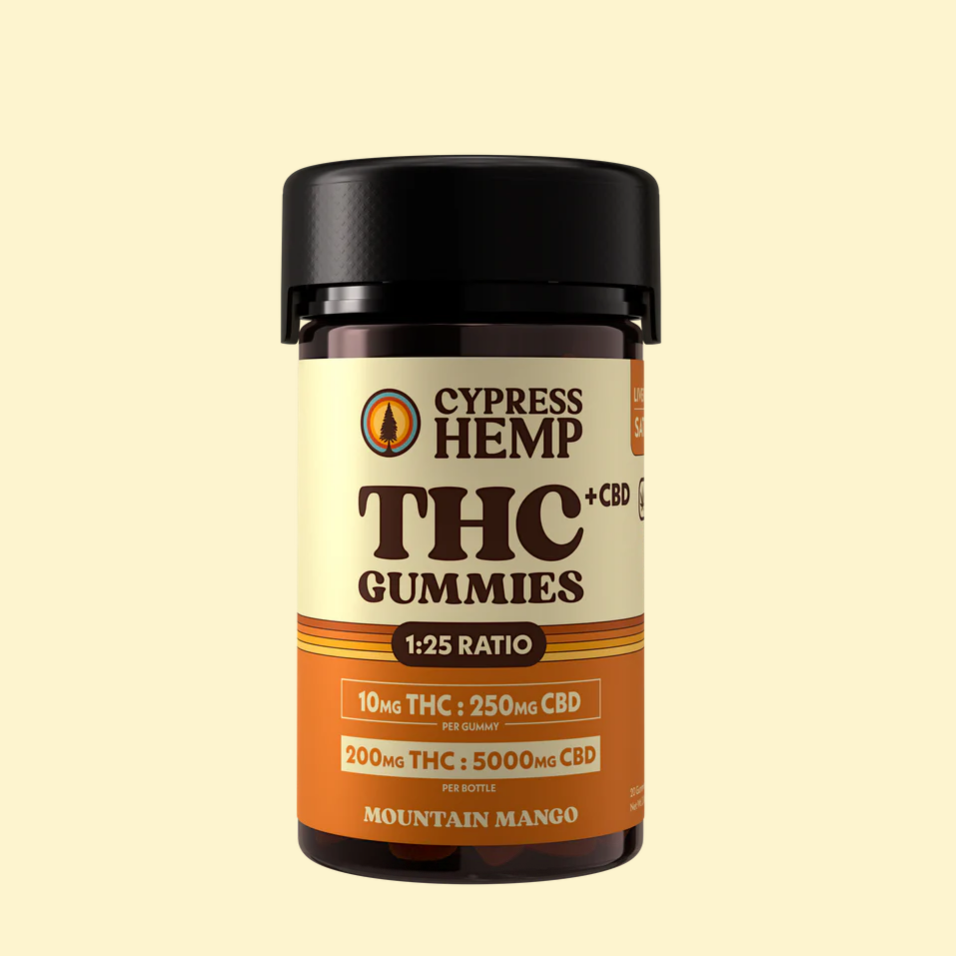Hemp-Derived THC + CBD Gummies, 10mg THC + 250mg CBD