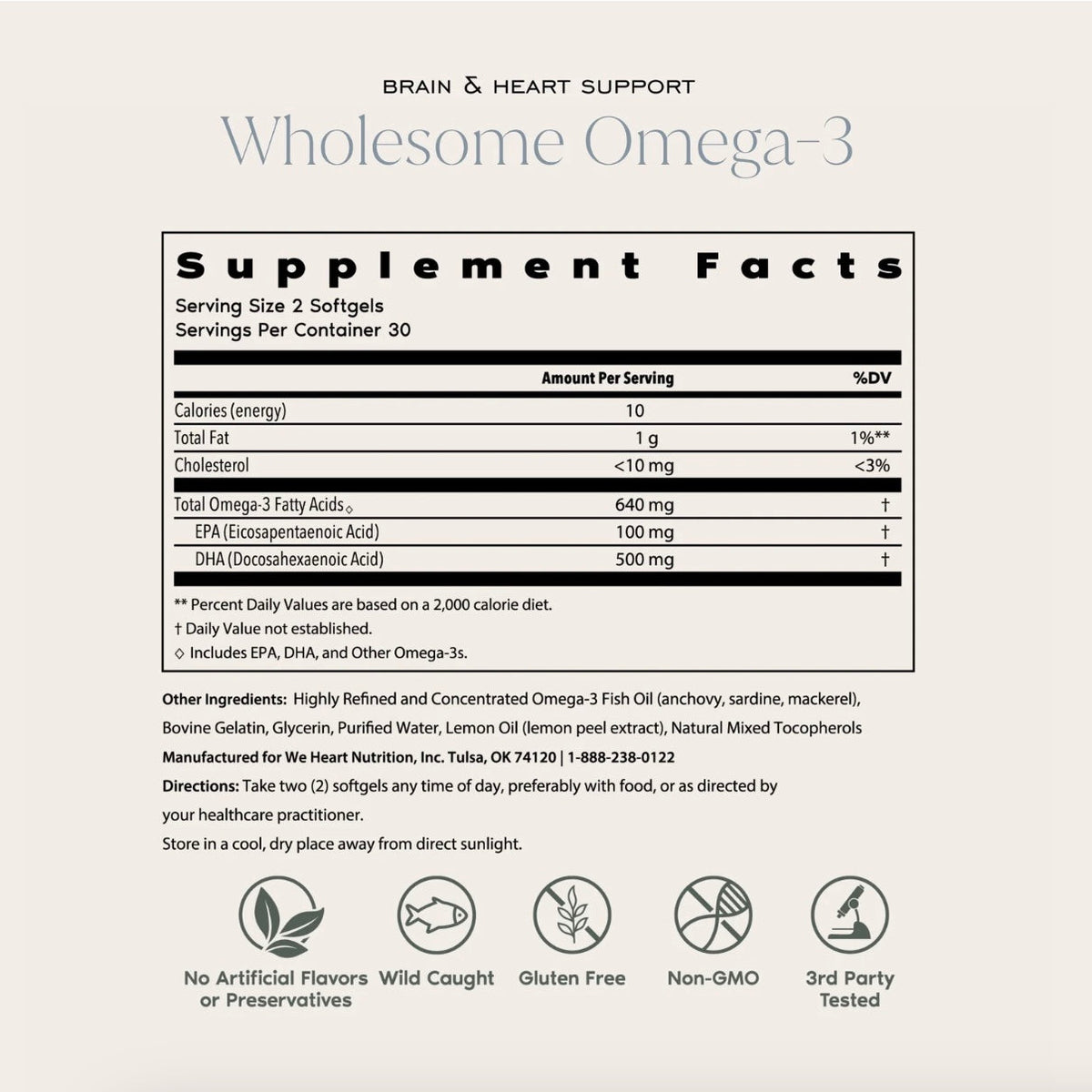 Wholesome Omega-3, 60 Softgels, We Heart Nutrition