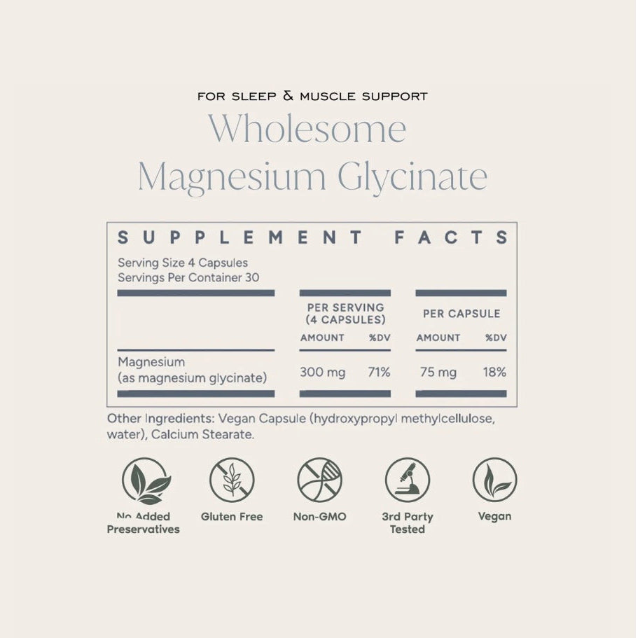 Wholesome Magnesium Glycinate, 120 Capsules, We Heart Nutrition