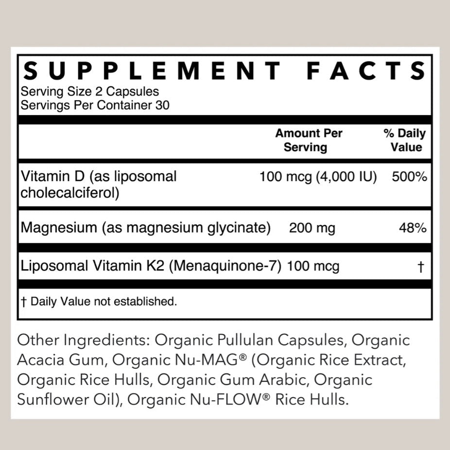 Liposomal Vitamin D3 + K2, 60 Capsules, Rowe Casa Organics