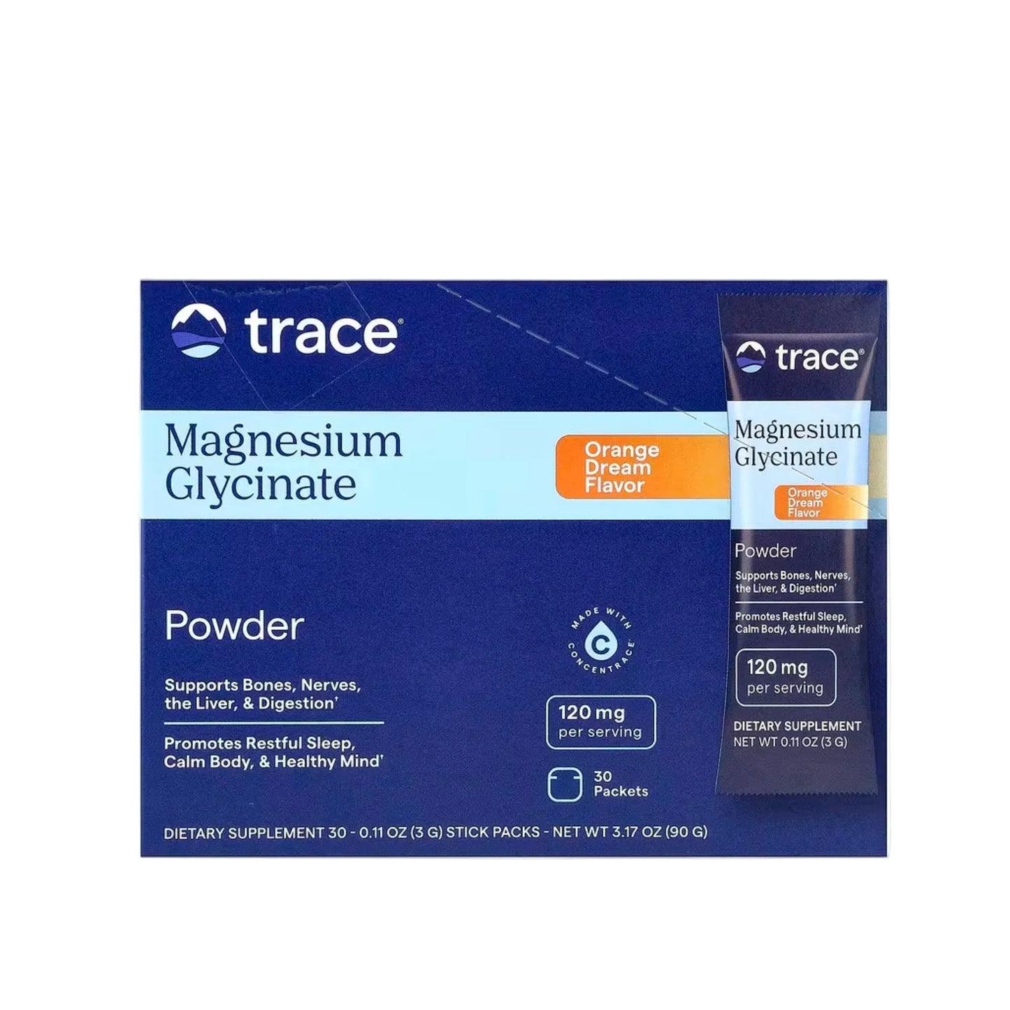 Magnesium Glycinate Powder Stick Packs, Trace Minerals