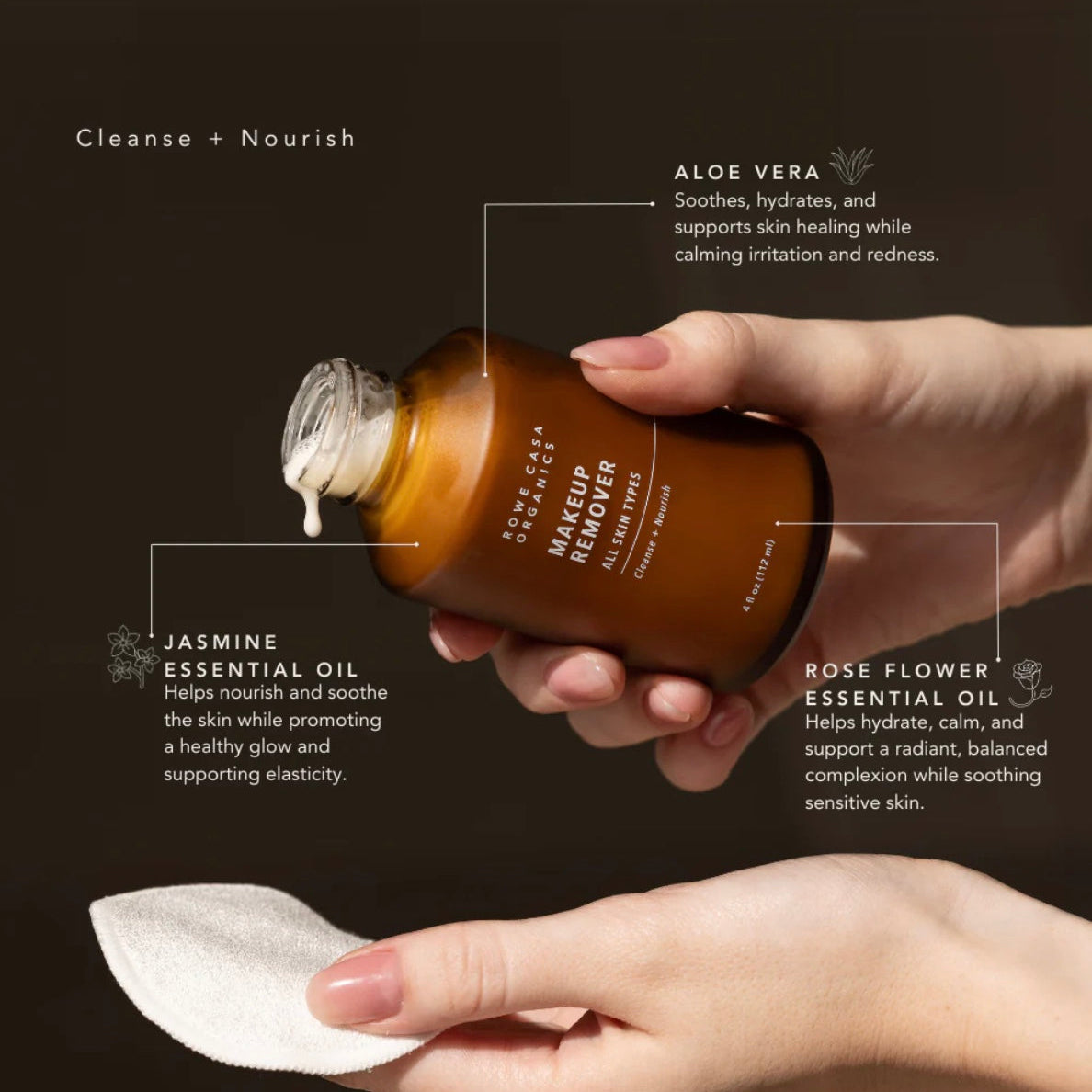 Makeup Remover - Cleanse & Nourish, 4oz, Rowe Casa Organics