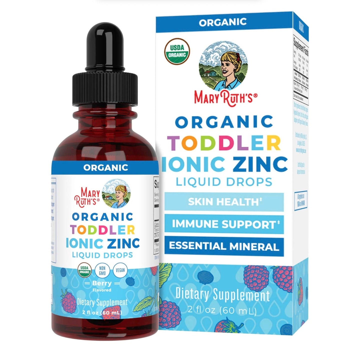 Toddler Ionic Zinc Liquid Drops, Berry, 2oz, MaryRuth Organics