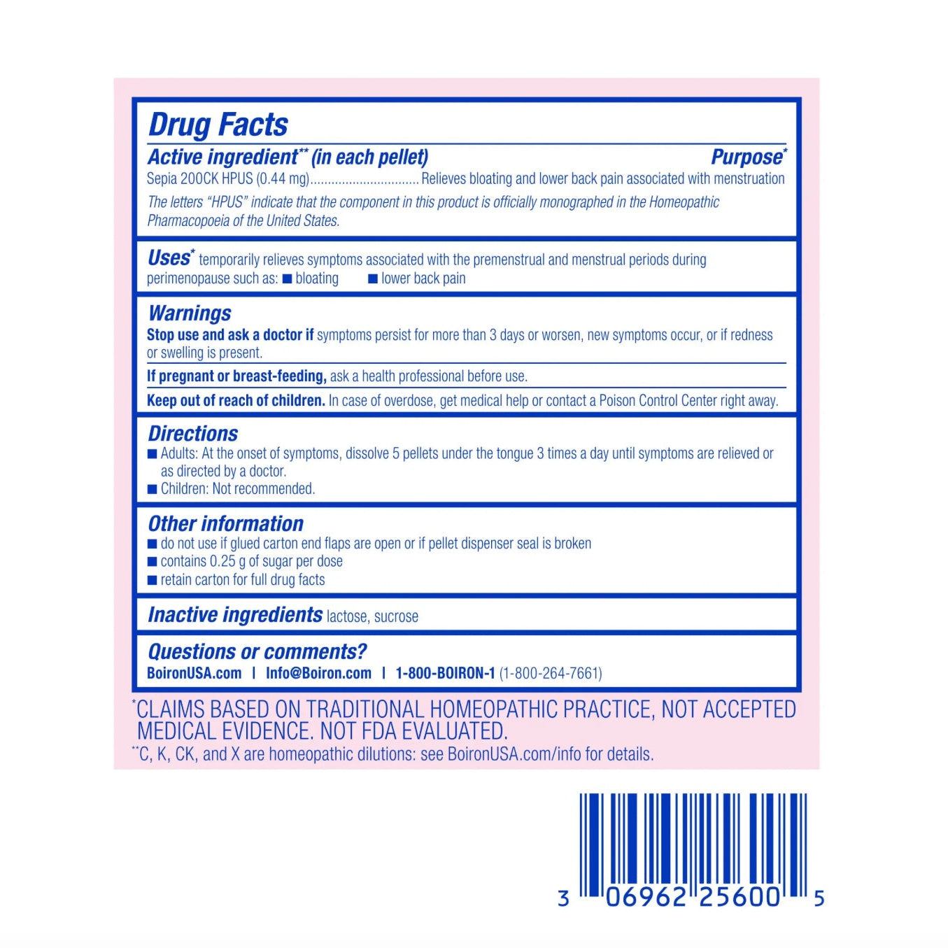 Sepia 200CK, Homeopathic Medicine for PMS & Menstrual Symptoms Relief, 3 Tubes, 80 Pellets Each, Includes 1 FREE Tube, Boiron