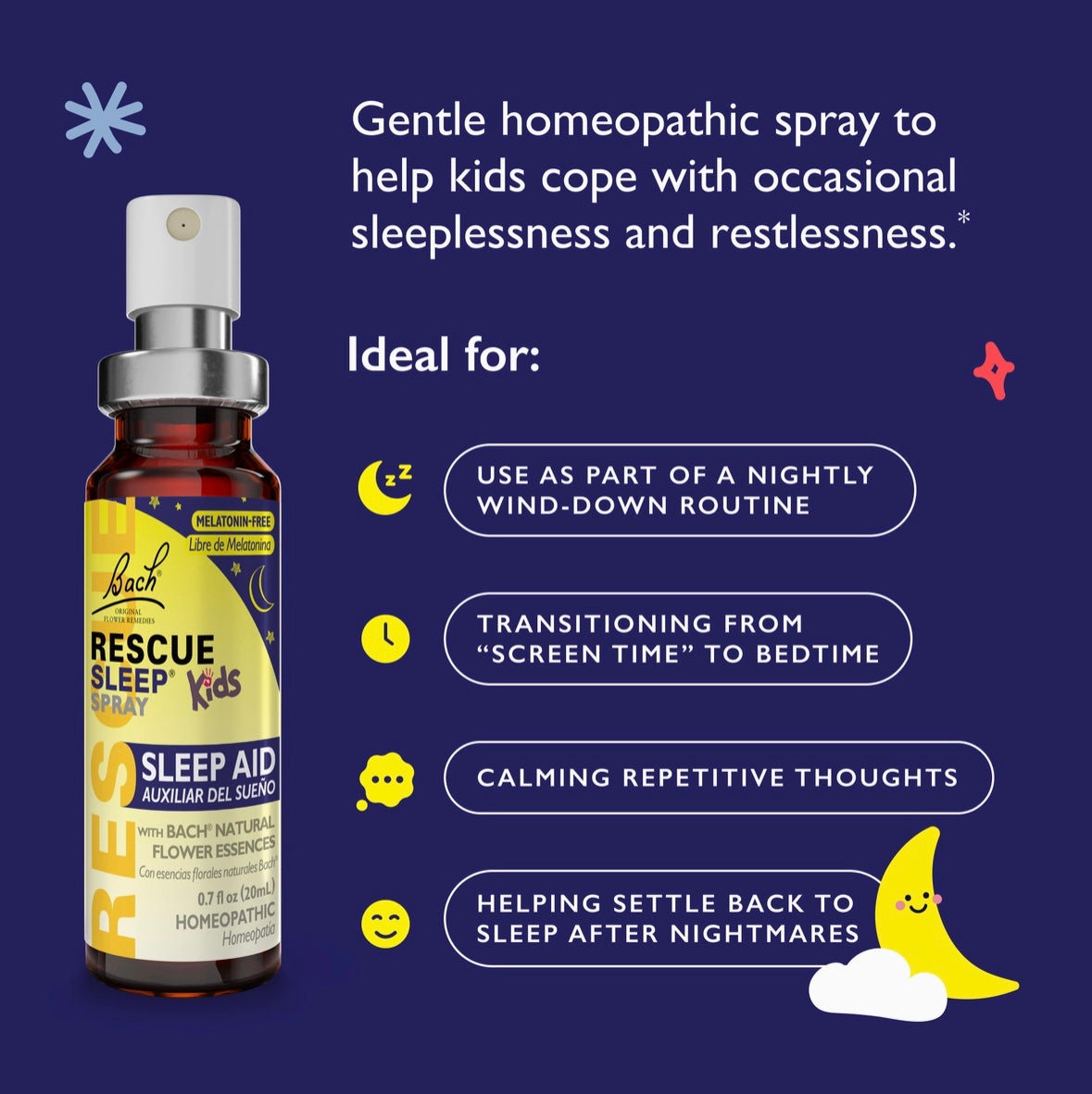 Rescue Sleep Spray, Kids, Melatonin-Free, 20mL, Bach