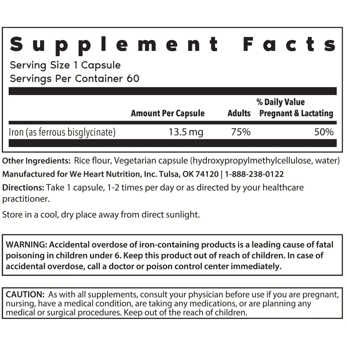 Wholesome Iron, 60 Capsules, We Heart Nutrition