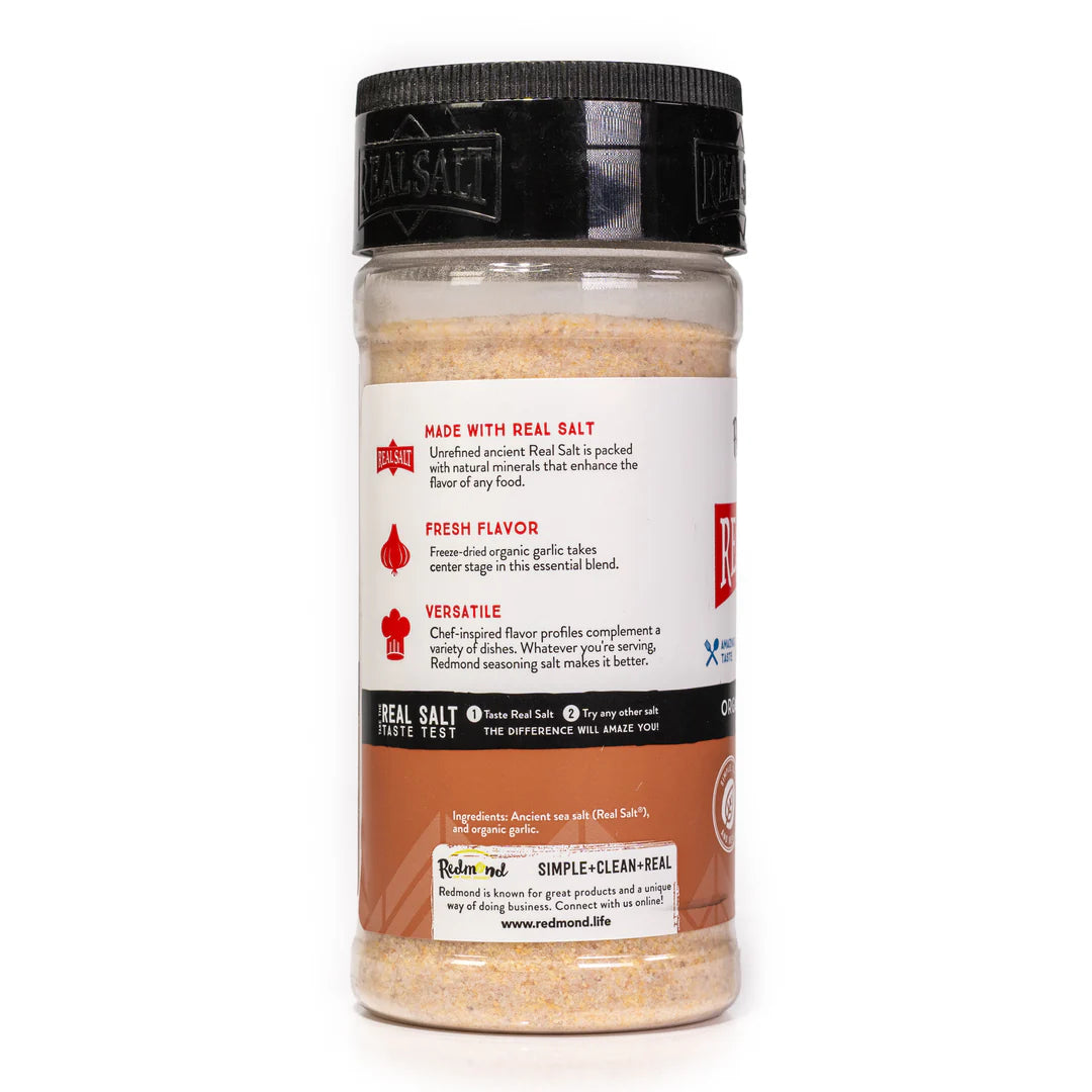 Real Salt Organic Garlic Salt Shaker, 4.75oz-8.25oz, Redmond Life