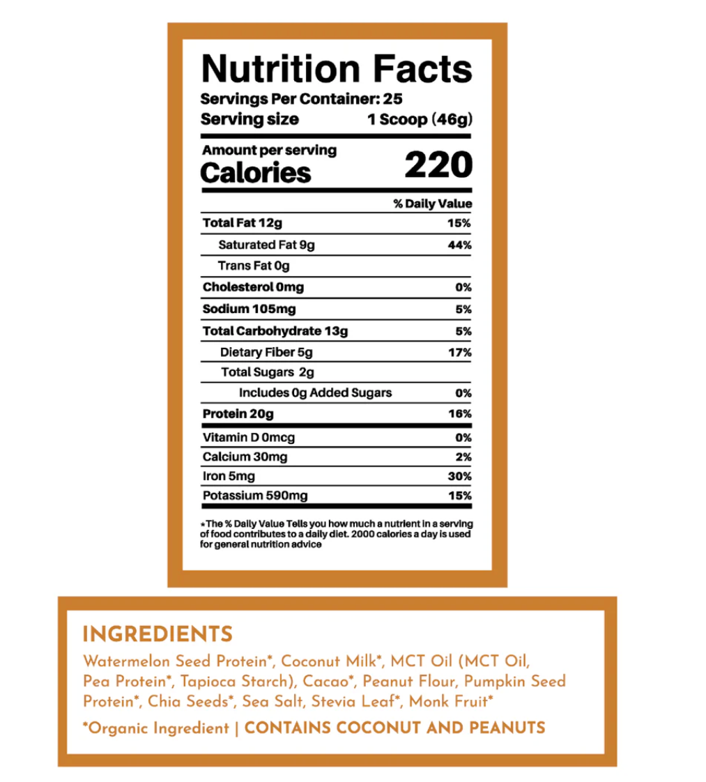 Vegan Peanut Butter Chocolate Protein Powder, 20 Servings, Just Ingredients