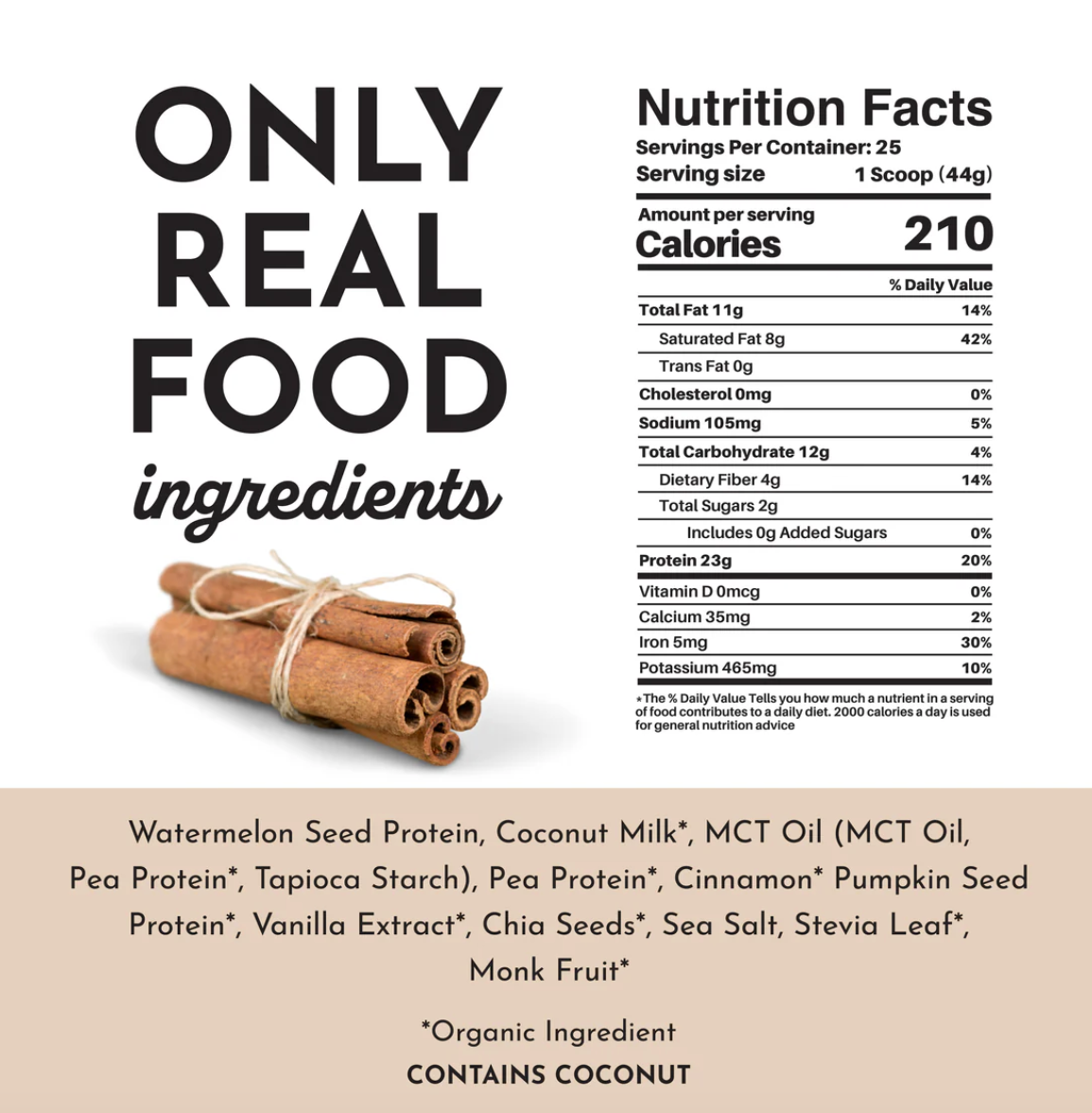Vegan Snickerdoodle Protein Powder, 20 Servings, Just Ingredients