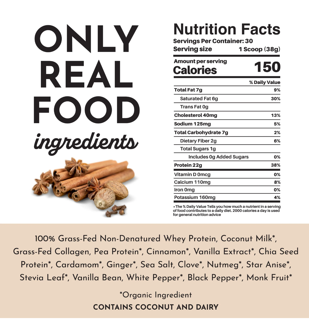 Chai Protein Powder, 30 Servings, Just Ingredients