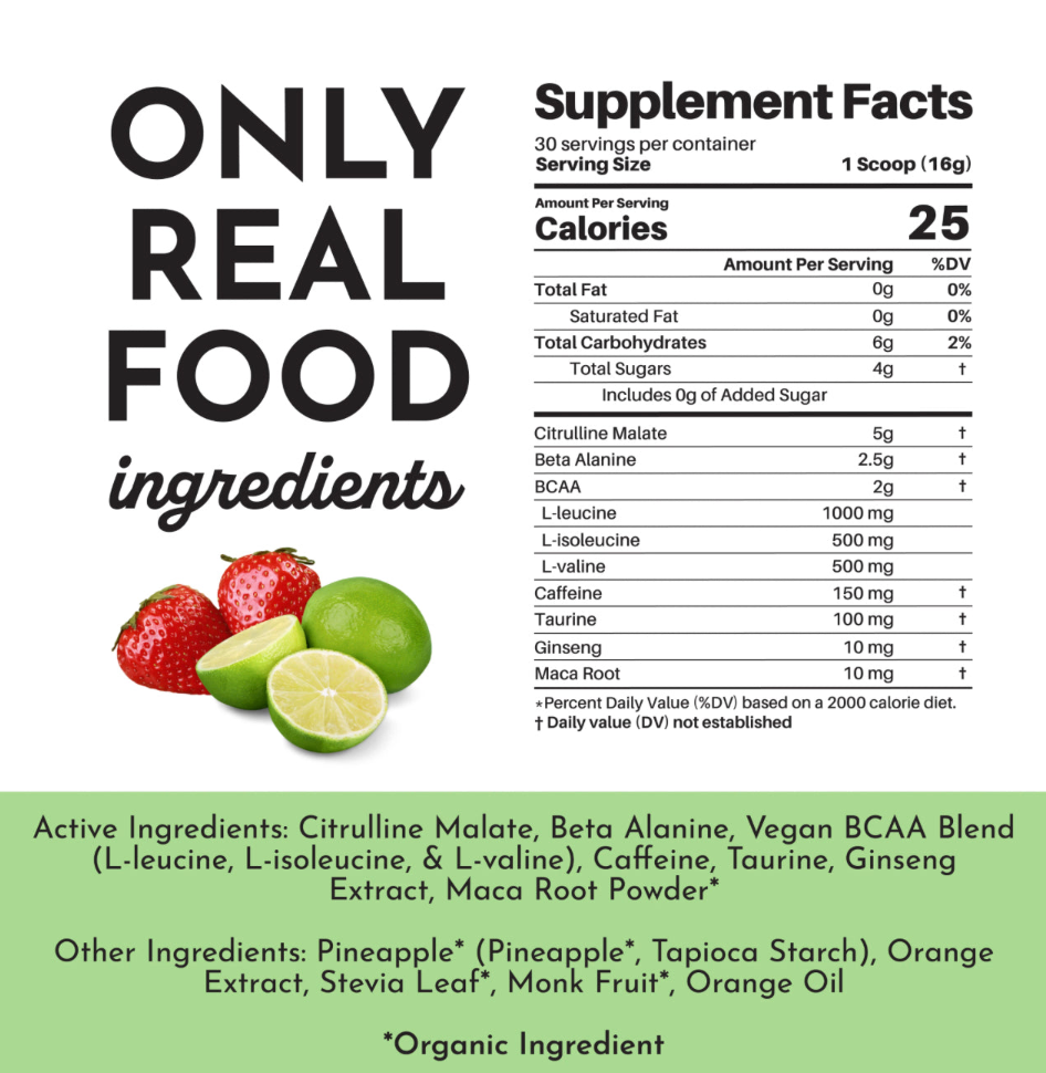Pre-Workout, 30 Servings, Just Ingredients