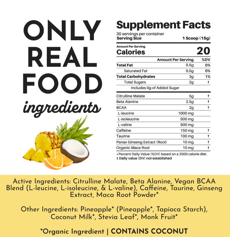 Pre-Workout, 30 Servings, Just Ingredients