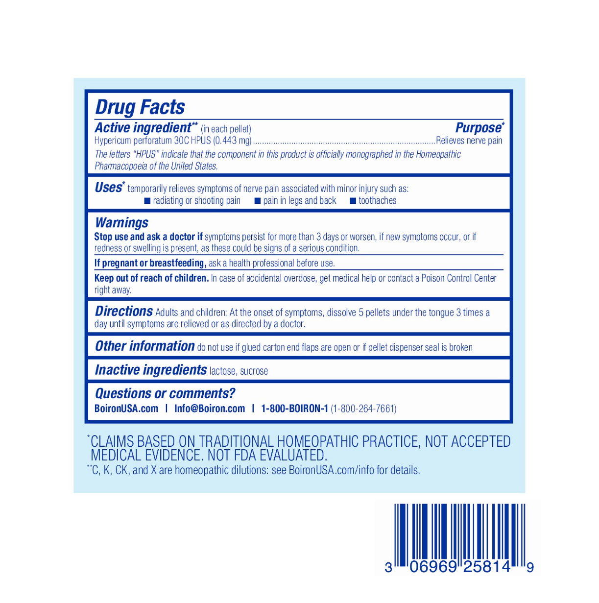 NERVE PAIN RELIEF* Hypericum 30C, 3 Tubes, 80 Pellets Each, Includes 1 FREE Tube