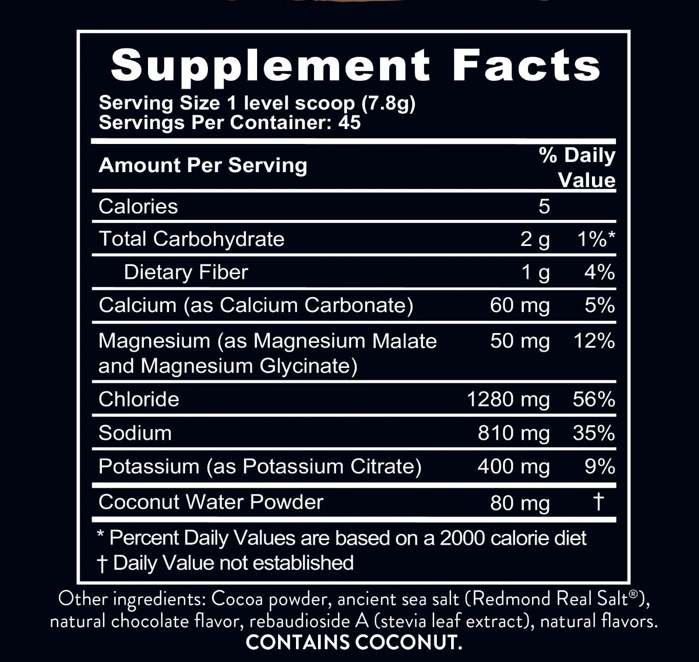Re-Lyte Electrolyte Mix, Chocolate, 45 Servings, Redmond Life