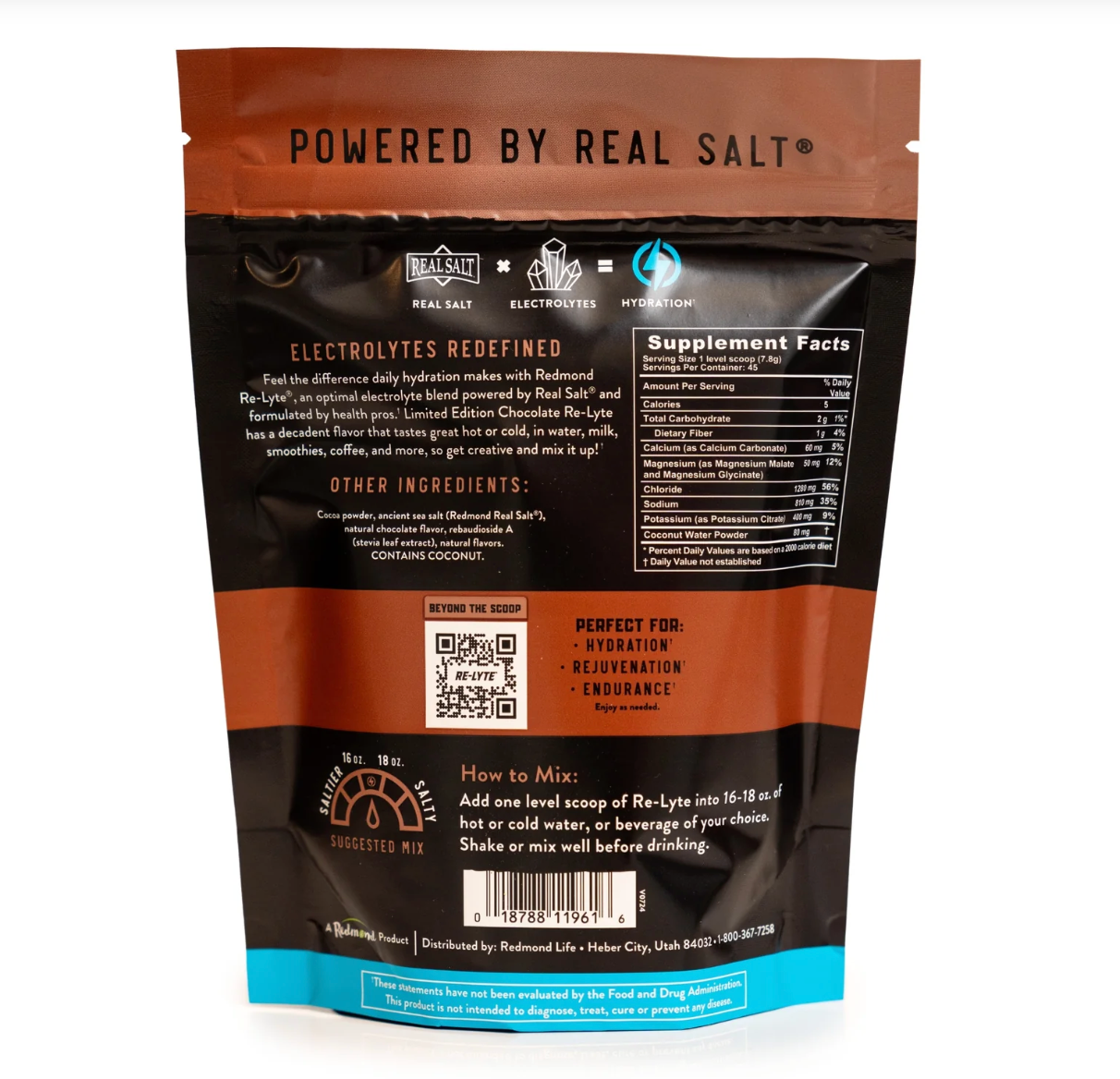 Re-Lyte Electrolyte Mix, Chocolate, 45 Servings, Redmond Life