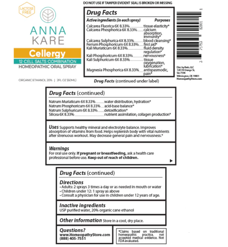 Cellergy, 12 Cell Salts Combination for Daily Mineral and Electrolyte Support, 2 fl oz oral spray, AnnaKare