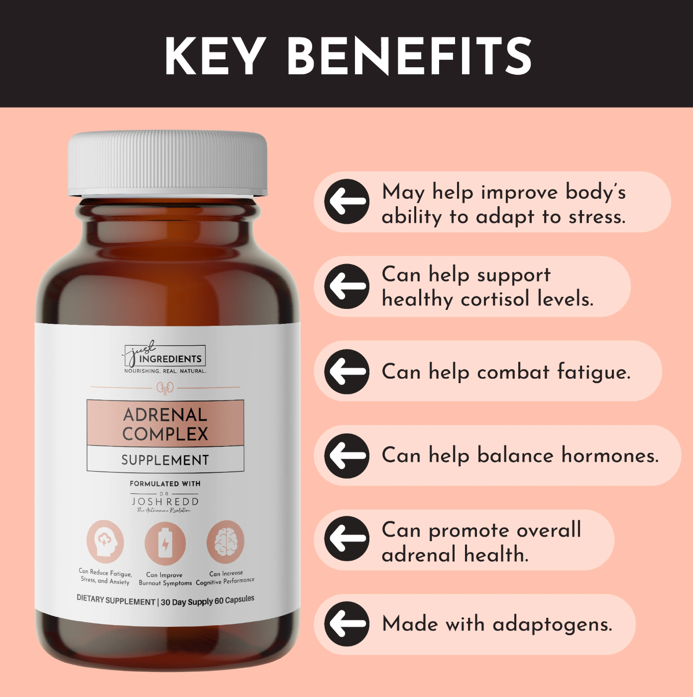 Adrenal Complex Supplement, 60 Capsules, Just Ingredients