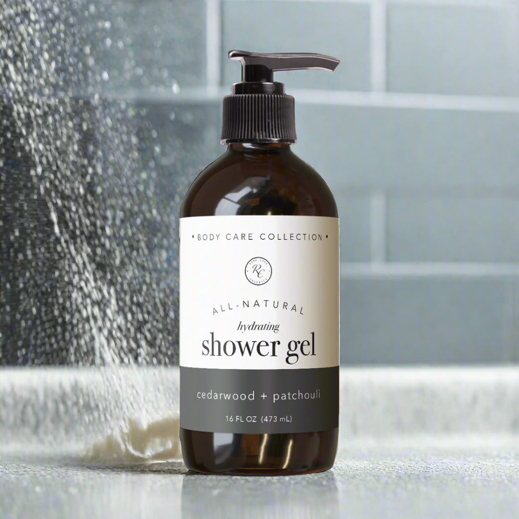 Hydrating Shower Gel, Cedarwood + Patchouli, 16oz, Rowe Casa Organics