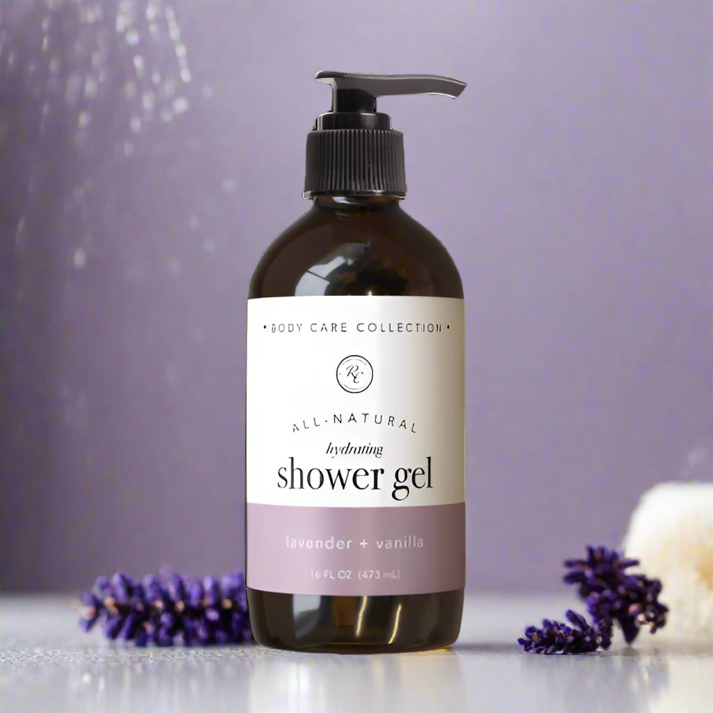 Hydrating Shower Gel, Lavender + Vanilla, 16oz, Rowe Casa Organics